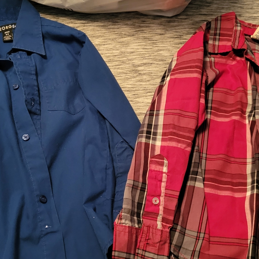 Blue and Red Plaid Button-Up Shirts Size 4/5